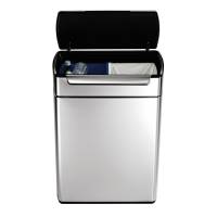 Affaldsspand, Simplehuman Touch-Bar bin, 48 l, stål mat, 2-rums *Denne vare tages ikke retur*