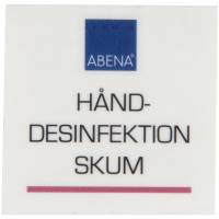 Label til dispenser, 4x4cm, rød, skum hånddesinfektion