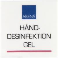 Label til dispenser, 4x4cm, rød, hånddesinfektion gel