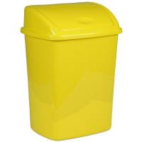 Affaldsspand, 27,2x35,2x48cm, 26 l, gul, plast, med sving låg, til kildesortering, forberedt til vægmontering