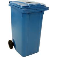 Affaldscontainer, blå, plast, 240 l, til fortrolige papirer, med nøgle, UV-resistent, til tung affald og udendørs