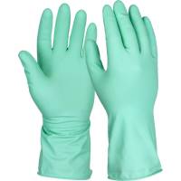 Latexhandske, Essentialz, M, gr&oslash;n, latex, pudderfri, med velour, anatomisk formet