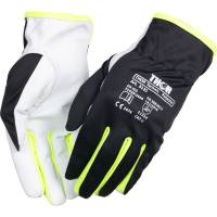 Gedeskindshandske, THOR Teknik Polyester, 12, sort, gedeskind/polyester, Hi-vis mellem fingrende