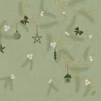 Middagsserviet, Dunisoft, Noel Pistachio, 1/4 fold, 40x40cm, flerfarvet, Bio *Denne vare tages ikke retur*