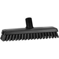 Gulvskrubbe med vandgennemløb, Vikan, 27x7,5x9,5cm, sort, polyester/PP/rustfrit stål, meget stiv