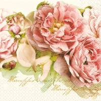 Frokostserviet, 3-lags, 1/4 fold, 33x33cm, flerfarvet, 100% nyfiber, historisk rose