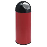 Affaldsspand, 55 l, rød, metal/plast, 55 l, med sort push låg og inderspand i metal
