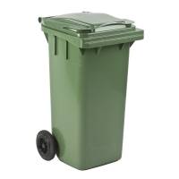 Affaldscontainer, grøn, plast, 120 l, UV-resistent, til tungt affald og udendørs *Denne vare tages ikke retur*