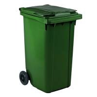 Affaldscontainer, grøn, HDPE/plast, 240 l, UV-resistent, til tungt affald og udendørs *Denne vare tages ikke retur*