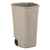 Affaldscontainer, Rubbermaid, 110 l, beige, plast, 110 l, med 2 hjul, uden låg, til kildesortering og tungt affald og udendørs