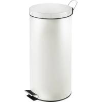 Pedalspand, V-Part, hvid, st&aring;l, 30 l, med inderspand i plast