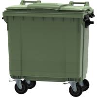 Affaldscontainer, grøn, plast, 770 l, UV-resistent, til tungt affald og udendørs *Denne vare tages ikke retur*