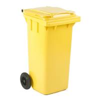 Affaldscontainer, gul, plast, 120 l, UV-resistent, til tungt affald og udendørs *Denne vare tages ikke retur*