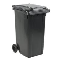 Affaldscontainer, grå, plast, 240 l, UV-resistent, til tungt affald og udendørs *Denne vare tages ikke retur*