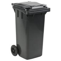Affaldscontainer, grå, plast, 120 l, UV-resistent, til tungt affald og udendørs