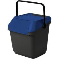 Affaldsspand , EasyMax, 35 l, grå, plast, 35 l, med blå låg, stabelbar *Denne vare tages ikke retur*