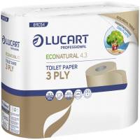 Toiletpapir, Lucart T3 Natural, 3-lags, 30m x 9,6cm, Ø12,5cm, natur, 100% genbrugspapir, paper pack *Denne vare tages ikke retur*