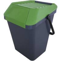 Affaldsspand , EasyMax, 45 l, grå, plast, 45 l, med grøn låg, stabelbar