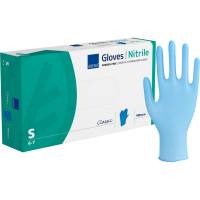 Unders&oslash;gelseshandske, ABENA Classic, S, bl&aring;, nitril, pudderfri