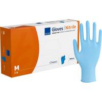 Unders&oslash;gelseshandske, ABENA Classic, M, bl&aring;, nitril, pudderfri