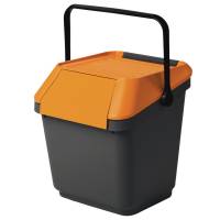 Affaldsspand , EasyMax, grå, plast, 35 l, med orange låg, stabelbar *Denne vare tages ikke retur*
