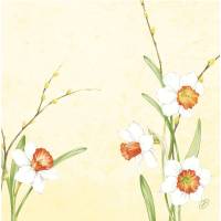 Middagsserviet, Dunisoft, Daffodil Joy, 1/4 fold, 40x40cm, hvid *Denne vare tages ikke retur*