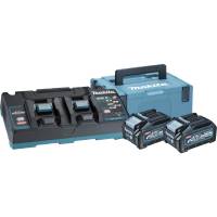 Batteripakke, Makita XGT, 40V, 395x295x215mm, blå, 2x 4,0Ah, dobbelt lynlader *Denne vare tages ikke retur*