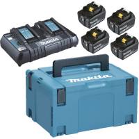 Batteripakke, Makita LXT, 18V, 395x295x215mm, blå, 4x 5,0Ah, dobbelt lynlader *Denne vare tages ikke retur*