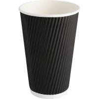 Kaffeb&aelig;ger, ABENA Gastro, 13,4cm, &Oslash;9cm, 48 cl, 48 cl, sort, pap/PE, 16 oz, ripple wall