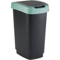 Affaldsspand, Rotho Twist, 25 l, sort, plast, 25 l, sort låg med grøn kant, til kildesortering
