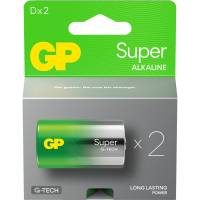 Batteri, GP Super, Alkaline, D, 2-pak