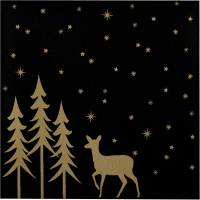 Middagsserviet, Golden Winter, 1/4 fold, 40x40cm, sort, airlaid