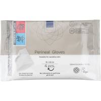 Perinealhandske, ABENA, halv-fold, 22x15cm, uden farve og parfume, med 3% Dimethicone, 4 stk., engangs