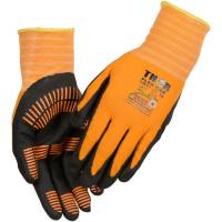 Fingerdyppet nitrilhandske, THOR Flex Grip, 11, sort, nitril/polyester, med gul ribkant