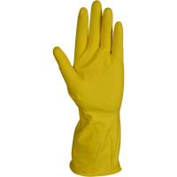 Latexhandske, ENA, M, gul, latex, pudderfri, med velour, anatomisk formet *Denne vare tages ikke retur*