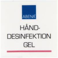 Label til dispenser, 4x4cm, rød, hånddesinfektion gel