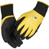 Heldyppet nitrilhandske, THOR Flex Heldyp, 11, sort, lycra/nitril/nylon, med gul ribkant