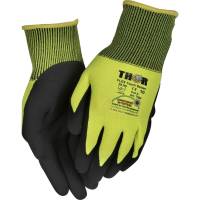 Fingerdyppet nitrilhandske, THOR Flex Touch Screen, 8, sort, nitril/polyester, med gul ribkant, touch screen