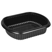 Plastbakke, ABENA, 21x17,6x5cm, 1000 ml, sort, PP, 1-rums, stor