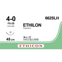 Sutur, Ethilon II, 45cm, sort, PA, (nylon), 4-0, FS-2 nål, monofil, 662SLH *Denne vare tages ikke retur*