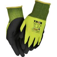 Fingerdyppet nitrilhandske, THOR Flex Touch Screen, 7, sort, nitril/polyester, med gul ribkant