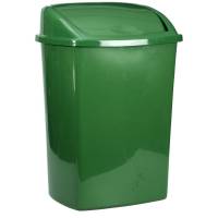 Affaldsspand, mørkegrøn, plast, 15 l, med sving låg, forberedt til vægmontering