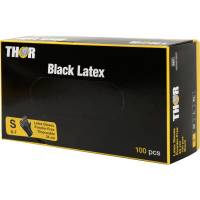 Engangshandske, THOR Black Latex, S, sort, latex, pudderfri