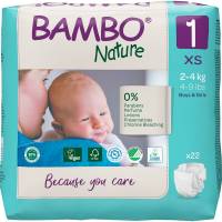 Børneble, tapeble, miljømærket, Bambo Nature, 1, 2-4 kg