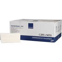 Håndklædeark, ABENA Care-Ness Excellent Minus, 2-lags, V-fold, 21,8x21cm, 11 cm, hvid, nyfiber