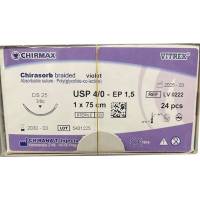 Sutur, Chirasorb, 75cm, violet, Polyglactin 910, USP 4/0, DS 25mm, resorberbar, violet, steril, engangs *Denne vare tages ikke retur*