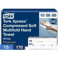 Håndklædeark, Tork Xpress H2 Premium, 2-lags, W-fold, 32x21,2cm, 8 cm, hvid, nyfiber, komprimeret