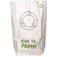 Papirsæk, 1-lags, 110 l, hvid, papir, 70x95+25cm, påtrykt "Kun til papir"