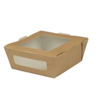 Takeaway boks, Duni, 11x12x4,5cm, 450 ml, brun, karton/PLA, med vindue *Denne vare tages ikke retur*