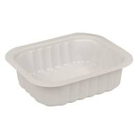 Plastbakke, 13,8x11,4x3,5cm, 350 ml, hvid, PP, 1-rums, 1/8 GN